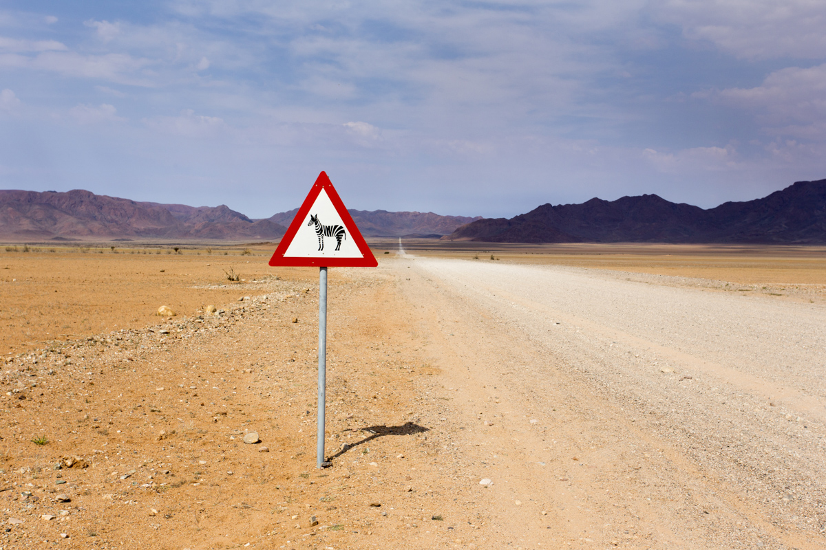 Luderitz Area, Namibia – August 13, 2018: Animal Road Danger Sig